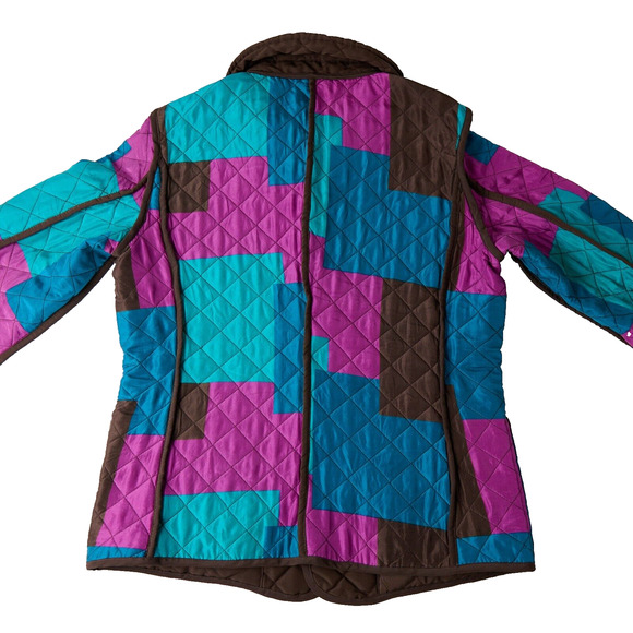 Silkland Women’s M Reversible Quilted Jacket Multicolor Brown Silk Patchwork - Picture 3 of 15